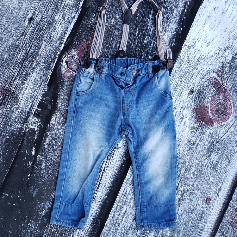 Baby Zara Jeans with Suspenders 9-12 months